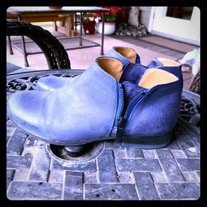 Fluevog blue booties/shoes, size 7